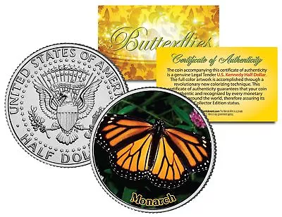 $8.95 • Buy MONARCH BUTTERFLY JFK Kennedy Half Dollar US Colorized Coin