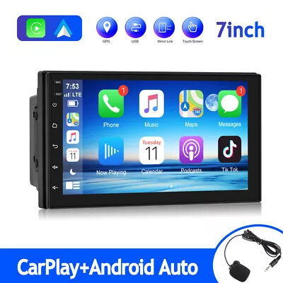 7  Car Stereo Radio Apple Carplay & Android Auto Play BT FM AUX MP5 Double 2Din • $42.99