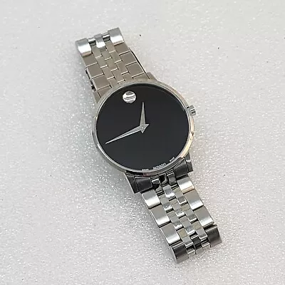 Movado Museum Classic Diamond Accent Black Dial Stainless Steel Men's Wristwatch • $329.99