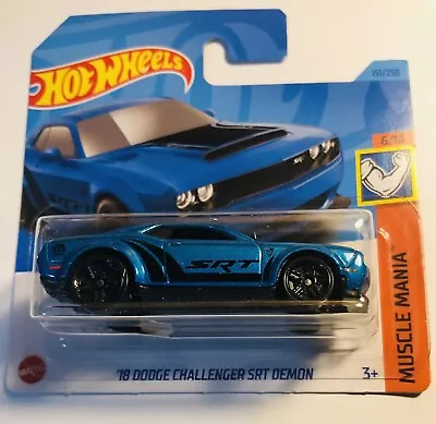 HOT WHEELS 2023 '18 DODGE CHALLENGER SRT DEMON Short Card( New )Boxed Shipping • £4.99