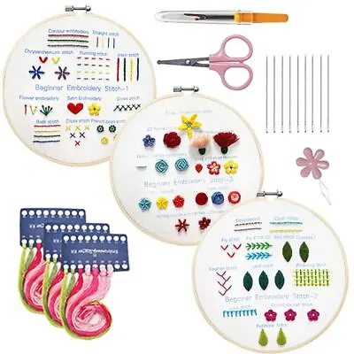 Embroidery Stitch Practice Kit Embroidery Needlework Cross Stitch For Beginners • £8.34