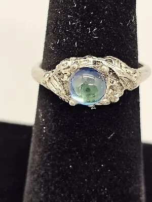 Vintage Iridescent Crystal Ball Ring Size 5 Crystal Orb Fantasy Mystical • $19.95