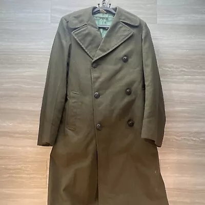 Vintage USMC Mens Wool Double Breasted Overcoat DSA100-76-C-1275 Serge Green EUC • $69.99