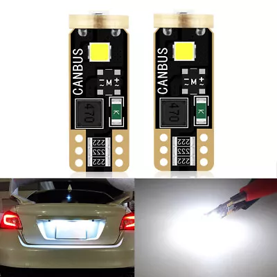 2Pcs Canbus 168 T10 LED License Plate Wedge Light Bulbs Lamps 6000K Xenon White • $14.85