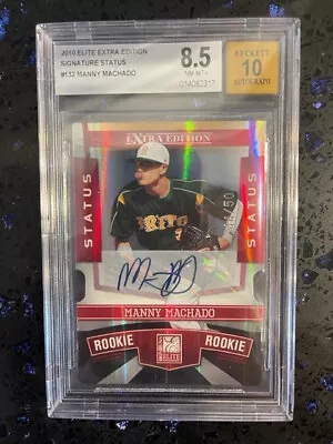 2010 MANNY MACHADO Elite Extra Edition Status Signature Auto #4/50 🔥 BGS 8.5 10 • $175.99