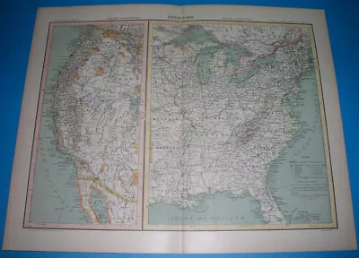 1898 Rare Original Map United States Oregon Florida New York California Illinois • $27.99