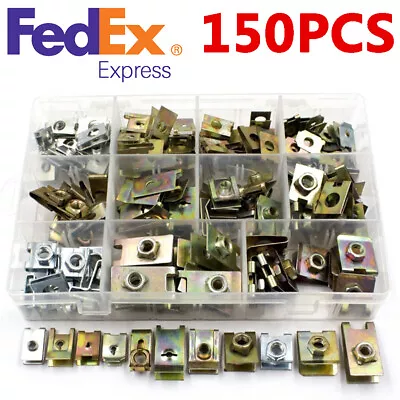 150 X Car Retainer Self-tapping Mixed Metal U-Type Screw Nut Clips For Bumper • $25.06