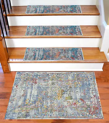 $142.34 • Buy Medallion Stair Rug, Stair Runner Carpet, Machine Washable Rug, Non-Slip Carpet