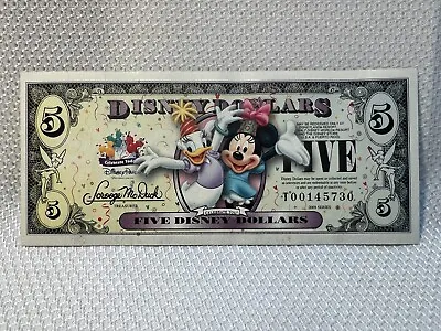 2009 Walt Disney Dollar Uncirculated $5 Five Dollar Bill T Series Daisy Mickey • $49.99
