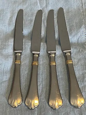 Towle Dinner Knives 18/8 Stainless Silverware 9” Set Of 6 Gold Tone Ring • $14.39