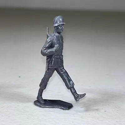 Vintage 1963 MARX 2 1/2 In German Marching High Goose Step Gray Soldier Figure • $14.94