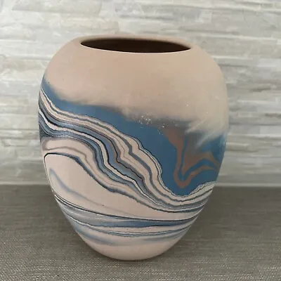 Vintage Nemadji Art Pottery  Swirl Vase Multi-color Bisque Southwest  USA • $16