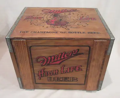 Vintage RARE Miller High Life Beer Wooden Crate Box Advertisement Storage Box • $149.95