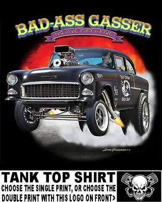 VINTAGE 1955 OUTLAW BAD ASS 2 LANE BLACKTOP GASSER DRAG RACE SKULL CAR Tank Top • $29.99