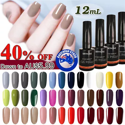 UV LED Gel Nail Polish 12ml Soak Off Colour Base Top Coat Varnish Manicure DIY • $12.99