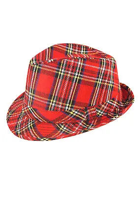 New Unisex Adult Tartan Trilby Hat Scottish Bay City Fancy Dress Party Accessory • £6.99