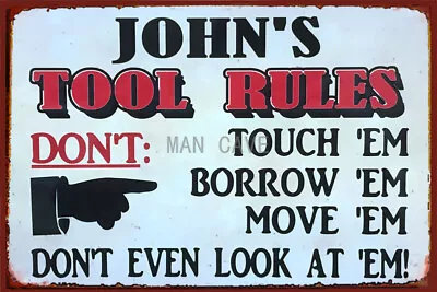 Man Cave Retro Metal Tin Signs Vintage Garage Art Wall Tool Rules Decor Poster • $10.85