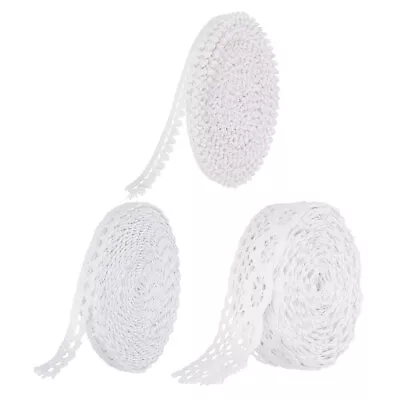 3 Pcs White 0.39/1 Inch Wide 10 Yards Cotton Lace Ribbon Lace Trim • $11.56