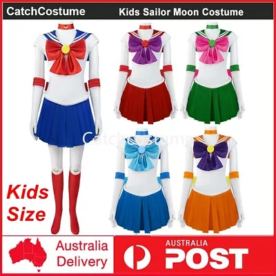 Kids Sailor Moon Costume Tsukino Usagi Cosplay Dress Girls Book Week Outfit Suit • $71.24