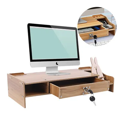 Laptop Shelf Monitor Riser Stand Computer Display Holder Organizer With Drawer • $27