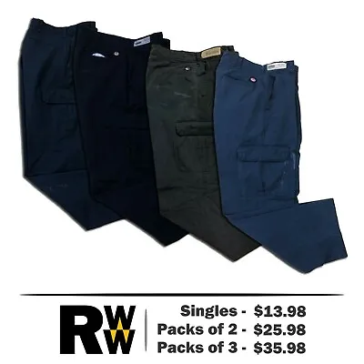 Red Kap Cargo Pocket Pants Industrial Work Uniform Dark Colors Many Sizes • $13.98