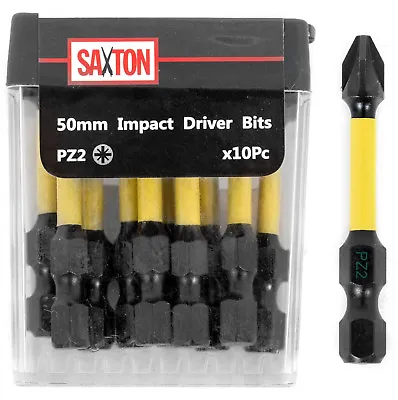 £7.99 • Buy Saxton 10 X PZ2-50mm Pozi-drive 2 Impact Duty Screwdriver Drill Bits Set 