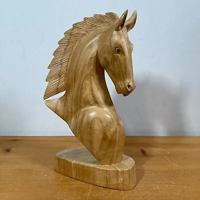 Carved Wooden Horse Head Bust Statue Sculpture 30CM (12 ) • £9.99