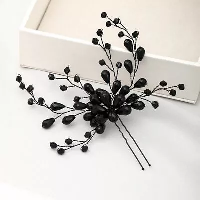 Vintage Handmade Black Hairpin Wedding Headdress Solid Elegant Hair Ornament New • $8.99