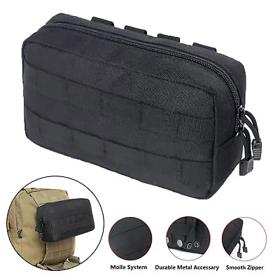 Tactical MOLLE Pouch Horizontal Admin Pouch EDC Pouch Utility Tool Bag Black USA • $11.21