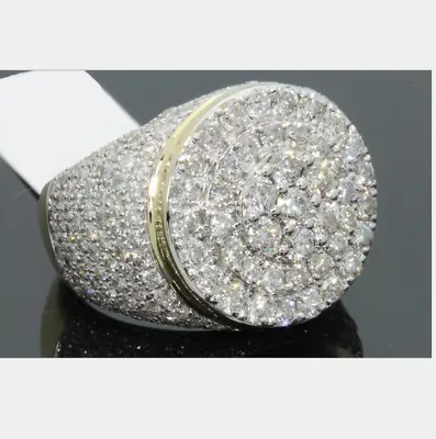 Wide 14K Gold Silver Round Pave Full MICROPAVE CZ Men's Ring Size 6-12 Gift P68 • $9.98