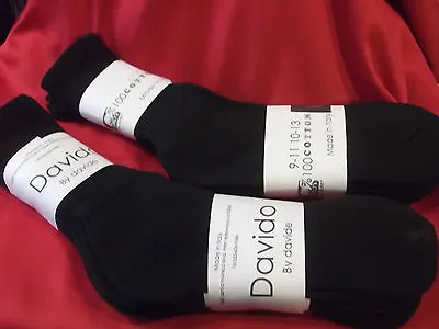 Davido Mens Socks Crew Casual Made In Italy 100% Cotton 6 Pack Black  • $19.50