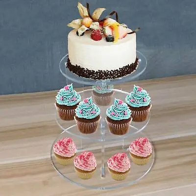 £11.99 • Buy Clear Acrylic Round Cupcake Stand Display Wedding&Party 3 Tier Cup Cake Holder