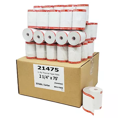 2-1/4  X 75' Thermal  Paper 500 Rolls 50% MORE PAPER USA VERIFONE VX520 VX570 • $219.98