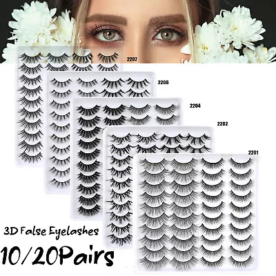 10/20 Pairs 3D False Eyelashes Mink Natural Extension Black Soft Lashes Makeup • $7.79