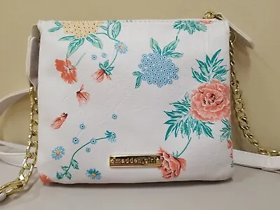 Madden Girl Small White Floral Print Chain Purse Crossbody Shoulder Handbag • $7.54