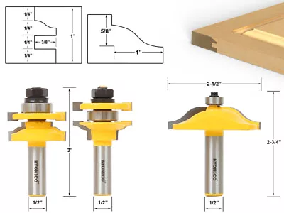 Ogee 3 Bit Cabinet Door Router Bit Set - 1/2  Shank - Yonico 12338 • $56.95