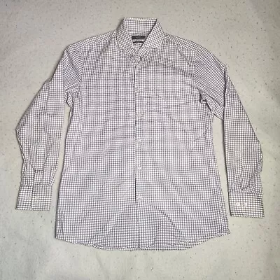 Hugo Boss Mens Dress Shirt Size 15x32/33 Purple Check Sharp Fit Long Sleeve • $17.59