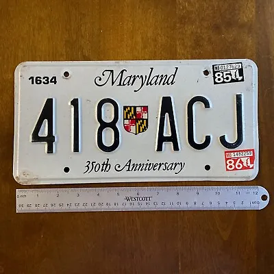 Vintage 1984 Maryland License Plate Tag 418 ACJ 350th Anniversary • $17