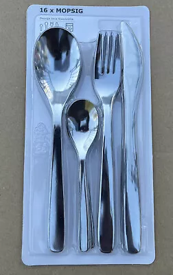 Ikea MOPSIG 16-Pieces Stainless Steel Cutlery Set Uni Student Camping Caravan • £8.98