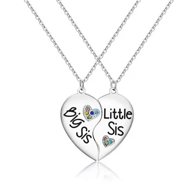 Stainless Steel Matching Lettering Necklace Half Heart Pendant Sisters Necklace • £4.60