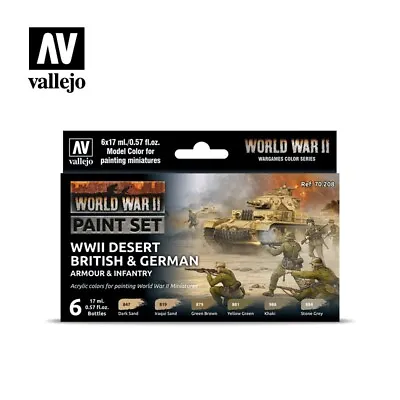 VAL70208 - AV Vallejo Model Color Set - WWII Desert British & German • £15.99