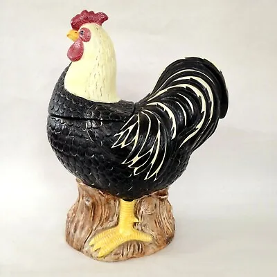 Warren Kimble Rooster Cookie Jar Hand Painted Sakura Ceramic Chicken Country • $34.98