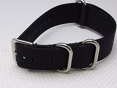 22mm Quality Nylon Ballistic 3 Ring Outdoor Watch Band Close Out  Black • $8.79