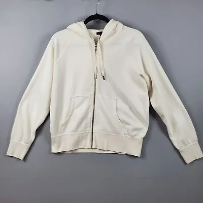 J Crew Beige Basic Zip Up Casual Active Hoodie Sweatshirt Jacket Womans Size M • $19.52