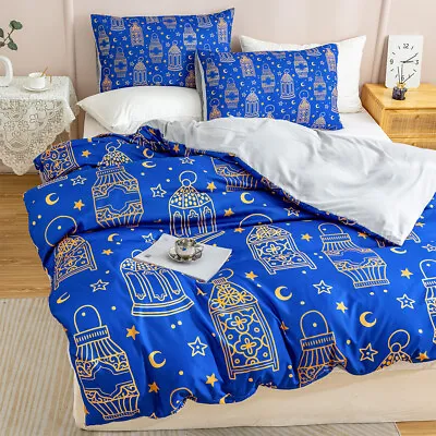 3D Moon Star Lampshade Blue Quilt Cover Set Duvet Cover Bedding Pillowcases 2 • $85.49