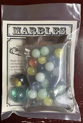 Classic Marbles With Leather Pouch • $11.50