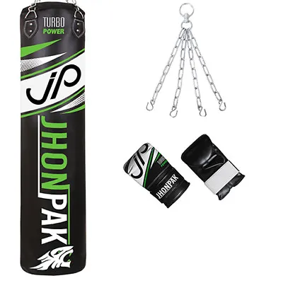 JP Heavy Punching Bag 5 Feet Unfilled Boxing Set Glove MMA Muay Thai Chain • $36.79