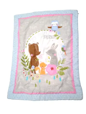 Trend Lab Baby Crib Quilt Comforter MY LITTLE FRIENDS With Cute Animals • $12