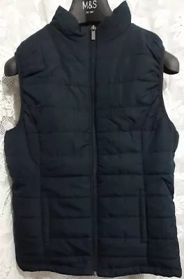 M & S Navy Ladies Gilet. Size 10. Lined. Lightweight. Padded.  New With Tag. • £20