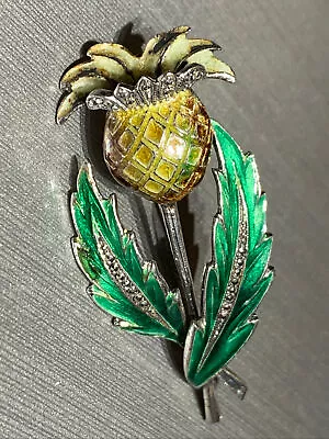 Vintage Scottish Thistle Pin Brooch Hallmarked Sterling Silver Enamel Marcasite • $29.99